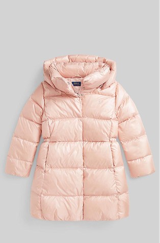 Duža jakna punjena paperjem s kapuljačom i metalnim sjajem