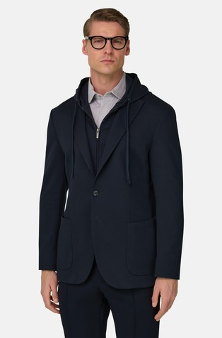 Sweatshirt Jacket with Removable Hood Gilet in Cotton Blend