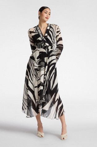 Printed viscose midi dress with asymmetric hem