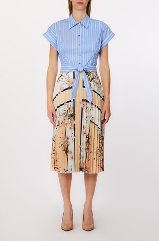 Shirt dress with stripes and floral print