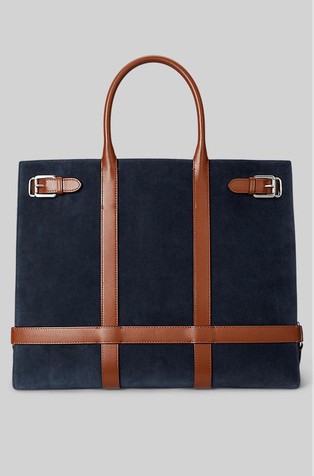 Devyn veća tote torba od brušene kože s obrubima od glatke kože