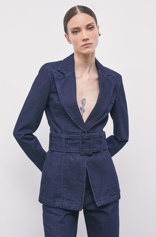 Dugi denim sako s remenom