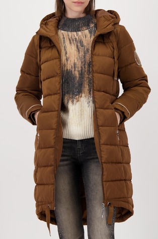 Duga prošivena jakna s kapuljačom