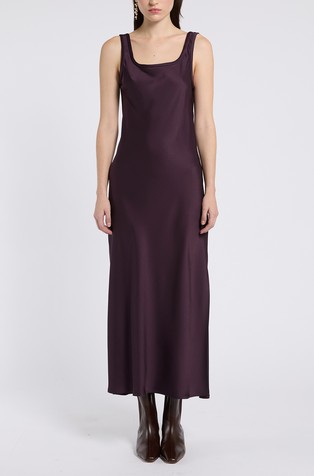 Monochrome satin sleeveless long dress