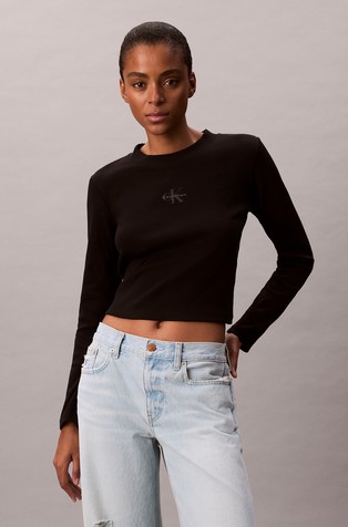 Cropped majica dugih rukava s monogramom