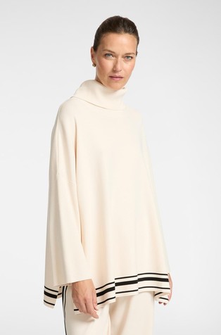 Oversized fit pleten pulover s visokim ovratnikom i kimono rukavima