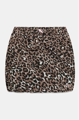 Animal-print mini skirt with interior shorts