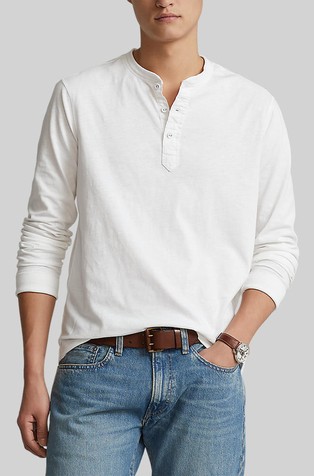 Jersej majica s henley ovratnikom i dugim rukavima