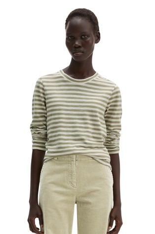 Long-sleeved striped jersey tee