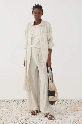 Long striped shirt in viscose blend