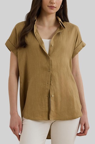 Linen Dolman-Sleeve Shirt
