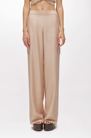 Wide-leg lyocell trousers with lace detail