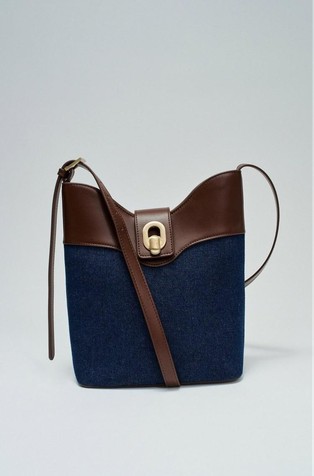 Denim tote torbica s detaljima od umjetne kože