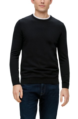 Knitted jumper with logo embroidery