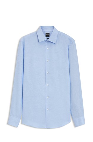 Slim-fit shirt in linen-blend twill