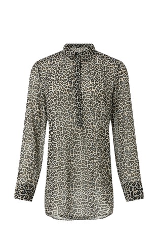 Duga bluza od šifona s leopard uzorkom