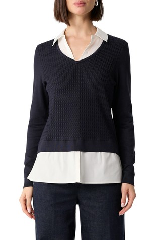 Pleten pulover s kontrastnim umetcima