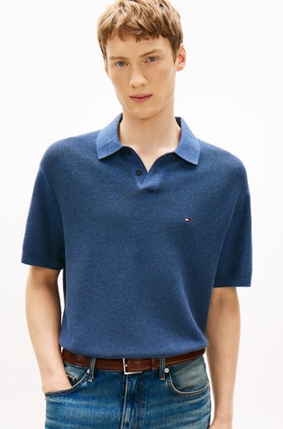 Relaxed fit pletena polo majica kratkih rukava