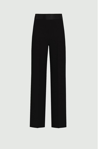 Wide crepe trousers with satin waistband