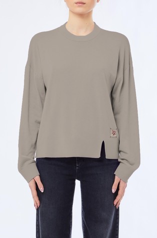 Pleten pulover od mješavine vune s logo našivkom