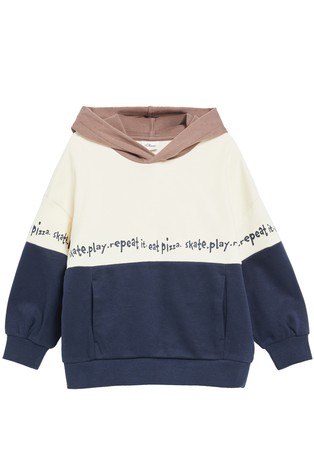 Oversized hooded sweatshirt with color-blocking
