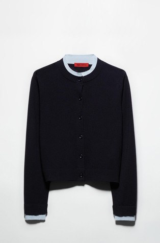 Vuneni kardigan s kontrastnim obrubima