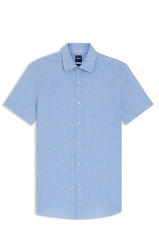 Slim fit lanena košulja kratkih rukava