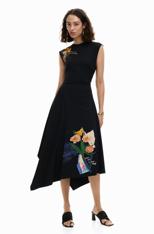 Asimetrična haljina s otiskom cvjetova