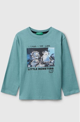 Pamučna majica dugih rukava s otiskom sprijeda i straga