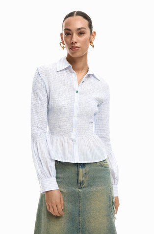 Ruched striped shirt