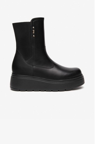 Leather platform ankle boots