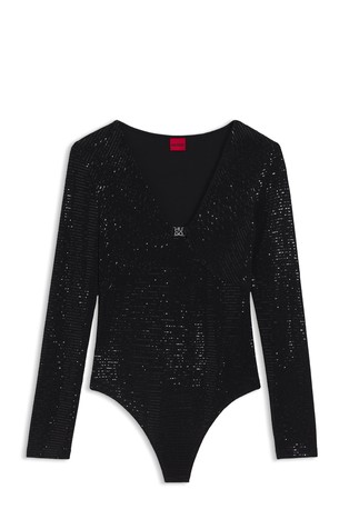 Svjetlucav bodi dugih rukava od rastezljivog jerseya