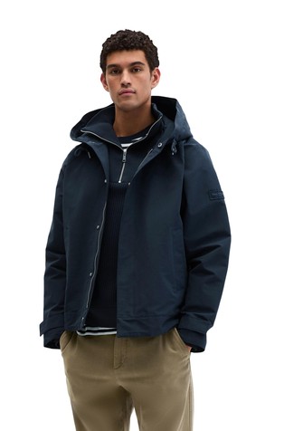 Water-repellent loose hooded jacket