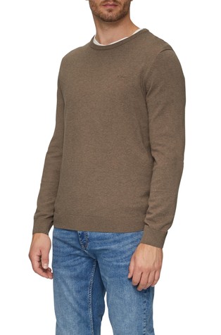 Knitted jumper with logo embroidery