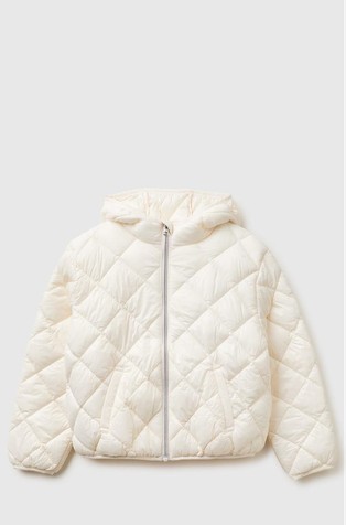 Diamond quilted hooded jacket