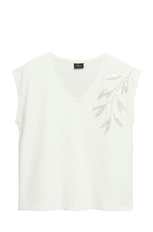 Jersey shirt with embroidery and sequins