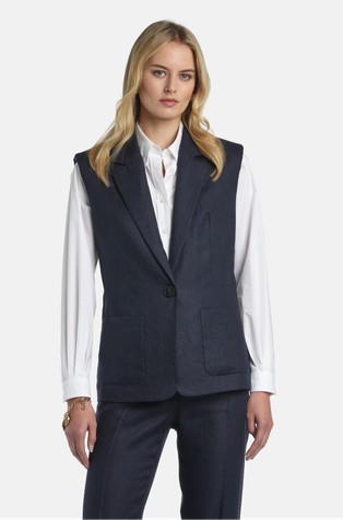 Sleeveless blazer in linen