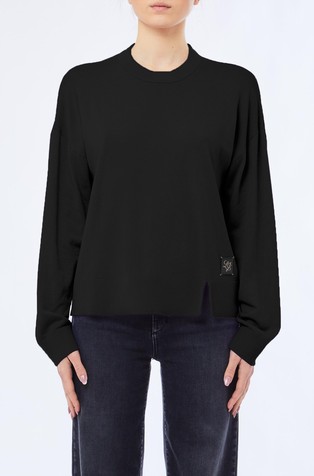 Pleten pulover od mješavine vune s logo našivkom