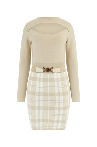 Short Knit Dress with Belt