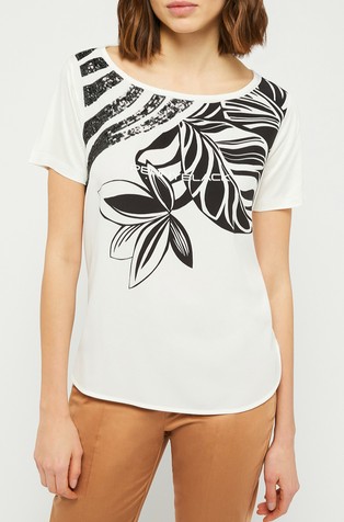 Majica s otiskom i našivenim detaljima