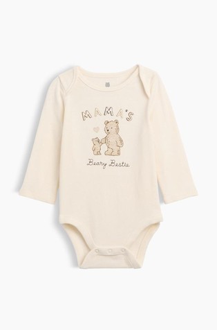 Pamučni body dugih rukava s otiskom za bebe