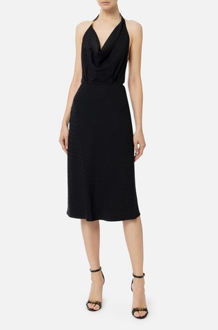 Midi haljina od mješavine s viskozom i otvorenom stražnjom stranom