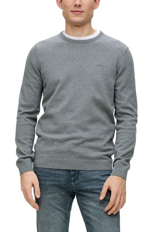 Knitted jumper with logo embroidery