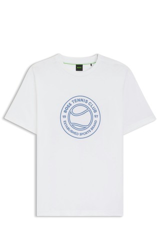 Cotton-jersey T-shirt with tennis-themed artwork