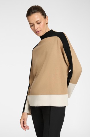 Pleten pulover raznobojnih blokova od mješavine viskoze i vune