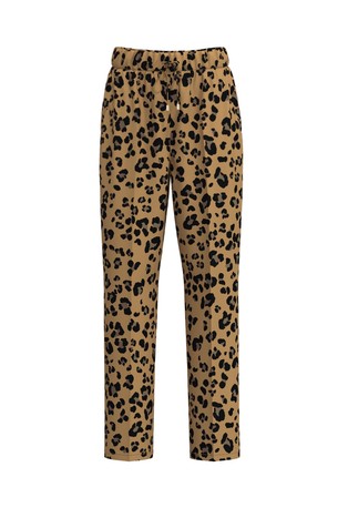 Relaxed viscose trousers with leopard print