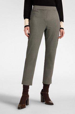Cropped slim fit hlače sa žakard pepita uzorkom