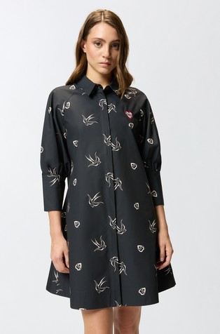 Short tattoo-print shirt dress