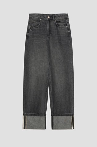 Straight fit jeans hlače sa širokim uvrnutim rubom na nogavicama