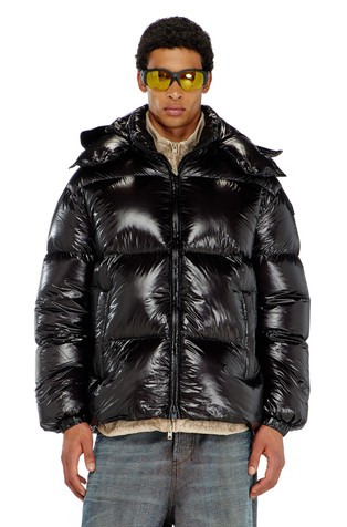 Down puffer jacket with detachable hood